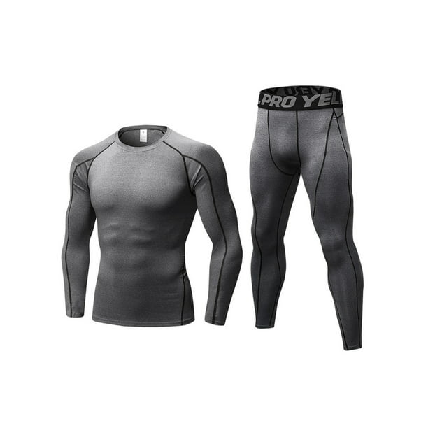 Details about   Mens Compression Long Sleeve T Shirt Joggers Pants Base Layer Top Gym Sport Wear